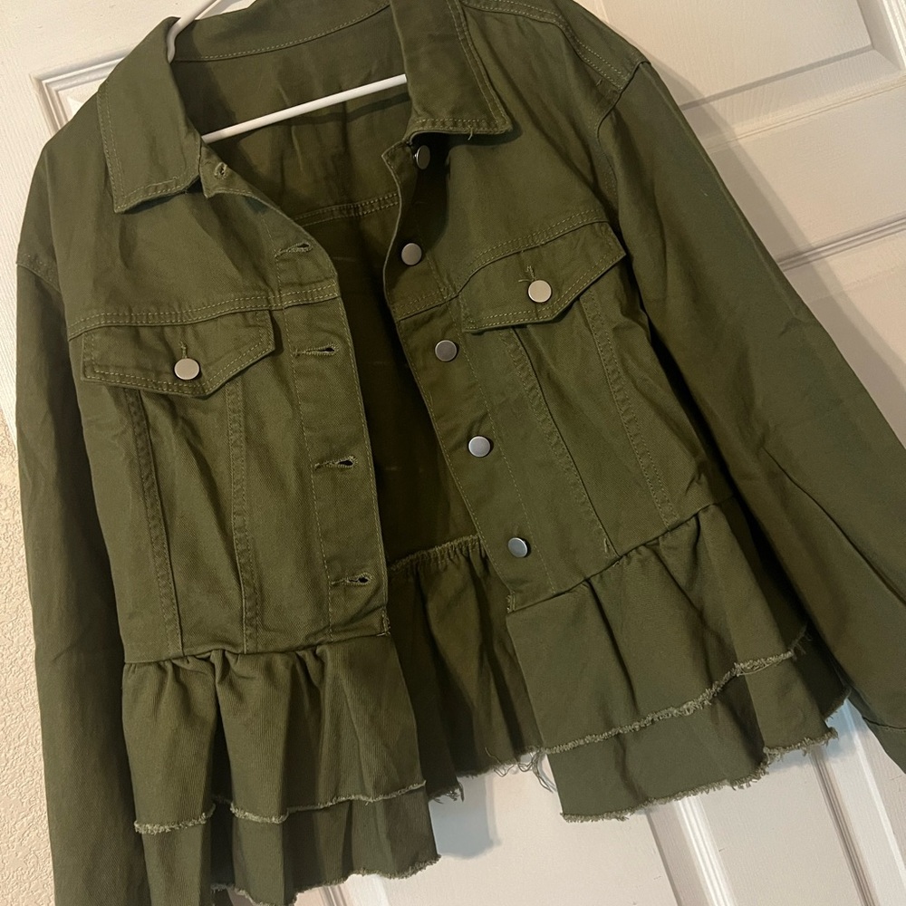 Olive Green Peplum Jacket